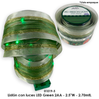 Listón con luces LED Green 2AA - 2.5"W - 2.70mtL