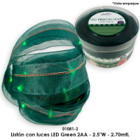 Listón con luces LED Green 2AA - 2.5"W - 2.70mtL