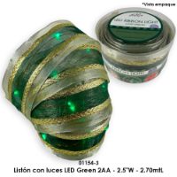 Listón con luces LED Green 2AA - 2.5"W - 2.70mtL