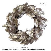 Corona NAV Hojas Magnolia y varas pino CHAMPAGNE - 61cmD
