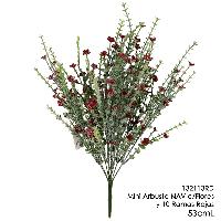 Mini Arbusto NAV c/Flores y 10 Ramas Rojas - 53cmL