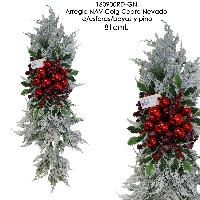 Arreglo NAV Colg Cedro Nevado c/esferas/bayas y pino - 81cmL