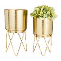 Jgo 2 Macetas Metal GOLD - 6" 6"W