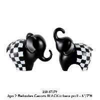 Jgo 2 Elefantes Ceram BLACK/chess patt - 6"/7"H