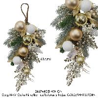 Colg NAV Gota Pino/Berries/Esferas y hojas GOLD/WHITE//GRN- 61cmL