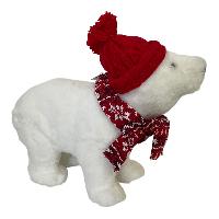 Oso Polar NAV c/bufanda y gorro WHITE/RED - 40x18x30cmH
