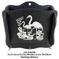 Porta Llave/Cartas Madera 6mm 24x24cm - Flamingo Blanco