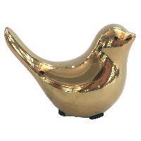 Pajarito CH Decorativo Oro Stoneware - 8x4x7cmH