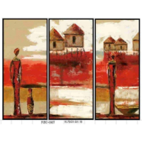 Jgo de 3 Cuadros Afriaca Villa - (40x80x3cms c/u)