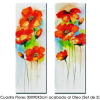 Cuadro Flores acabado al Oleo - 30x90x3cmH - (Set de 2)