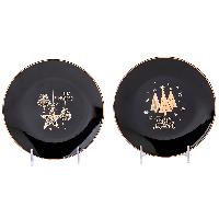 Plato Servicio NAV - 20.3cmD - BLACK/GOLD - (Set de 2s)