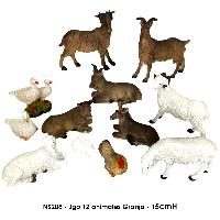 Jgo 12 animales Granja - 15cmH