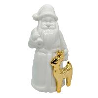 Santa c/reno Porcelana WH/GD - 6x7x13.5cmH