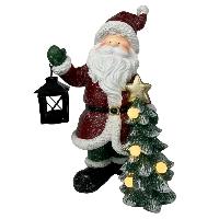 Santa c/arbolito nav RD/GR - 31cmH LED 4L - 2AAA