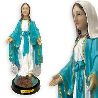 Virgen Medalla Milagrosa Base Madera - 30cmH