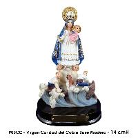 Virgen Caridad del Cobre Base Madera - 14 cmH