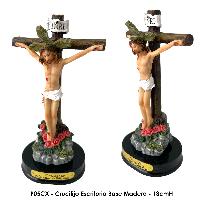 Crucifijo Escritorio Base Madera - 13cmH