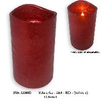 Vela c/luz - 2AA - RED - 12.8cmH - (Set de 6)