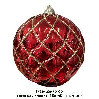 Esfera NAV c/brillos - 15cmD - RED/GOLD