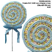 Paleta NAV GDE con chispas y lazo - 50cmL - BLUE