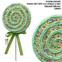 Paleta NAV GDE con chispas y lazo - 50cmL - GREEN