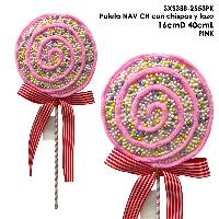 Paleta NAV CH con chispas y lazo - 40cmL - PINK