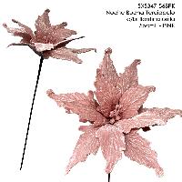 Noche Buena Terciopelo c/brillantina orilla - 55cmL - PINK
