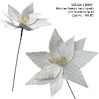 Noche Buena Terciopelo c/brillantina orilla - 56cmL - WHITE