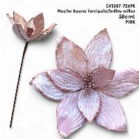 Noche Buena Tercipelo/brillos orillas - 58cmL - PINK