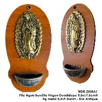 Pila Agua Bendita V. Gpe 9.5x17.5cmH fig metal 5.5x9.5cmH - Oro Antique
