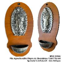 Pila Agua Bendita V. Gpe 9.5x17.5cmH fig metal 5.5x9.5cmH - Gris Antique