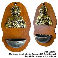 Pila Agua Bendita Sgdo Corazon MC 8.5x14cmH fig metal 6x6.3cmH - Oro Antique