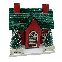 Casita Navideña MDF - 9x15x11.5cmH - ROJO