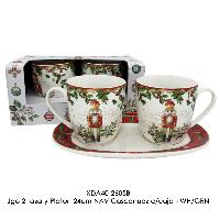 Jgo 2 taza y Platon 24cm NAV Cascanuez c/caja - WH/GRN