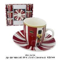 Jgo 6px taza café 80ml c/plato Cascanuez - RED/WH