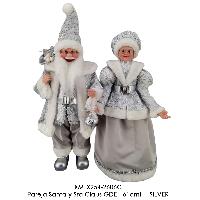 Pareja Santa y Sra Claus GDE - 61cmH - SILVER