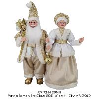 Pareja Santa y Sra Claus GDE - 61cmH - CHAMP/GOLD